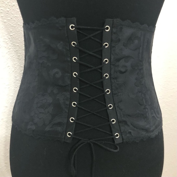 Fredericks of Hollywood Black Jacquard Under-Bust Corset Waist Cincher, Size Med - Picture 1 of 6